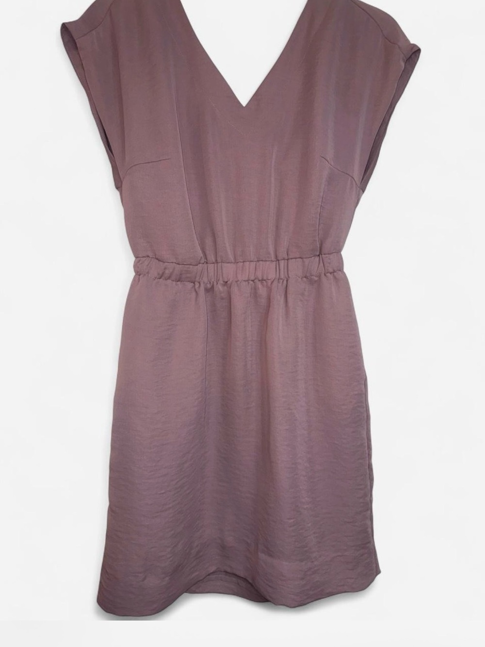 BCBGeneration Dusty Mauve V-Neck Elastic-Waist Dress